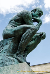 A close-up of The Thinker